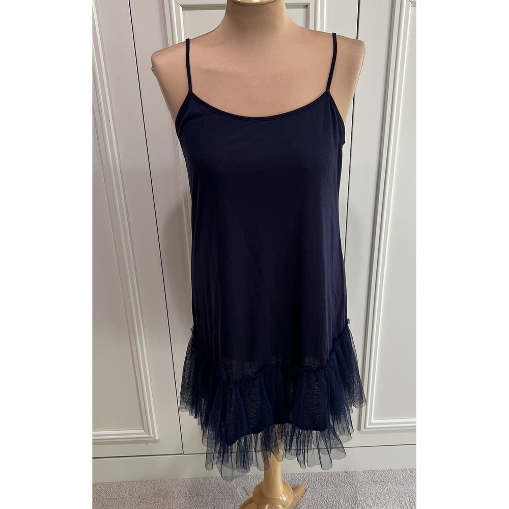 Mystree Women's Navy Tulle Hem Slip Dress Size Large Balletcore Fairy